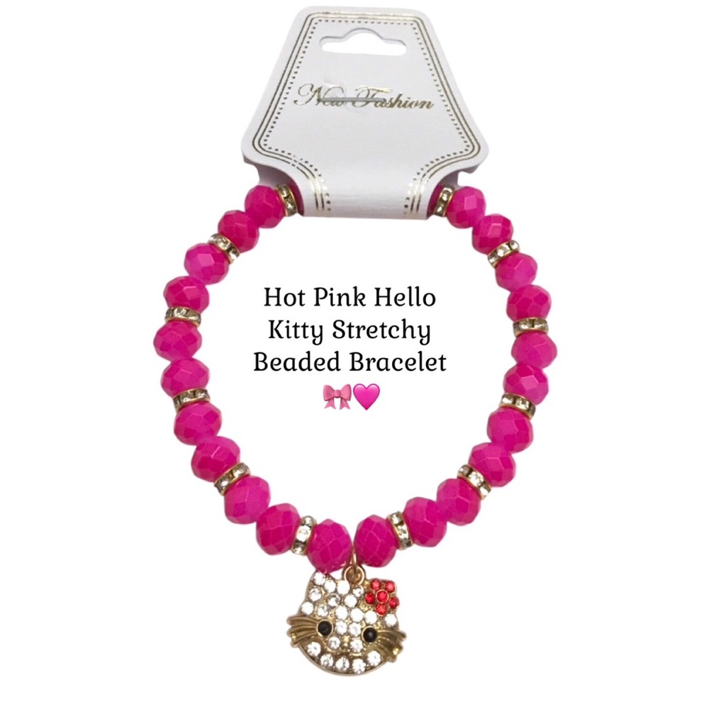 Hot Pink Hello Kitty Beaded Bracelet 💖